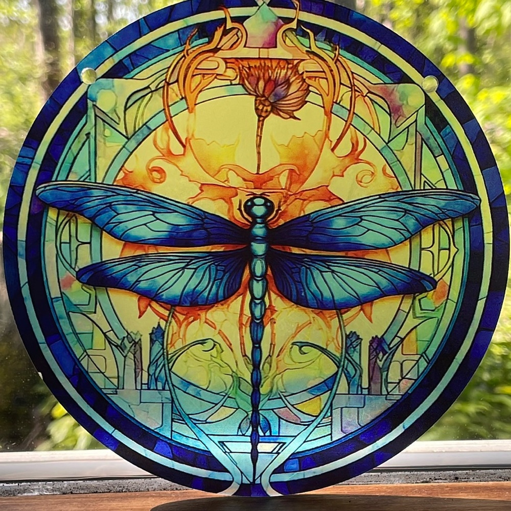 Suncatcher Acrylic Blue Dragonfly Insect Decoration Home Garden AS IS